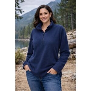 Land's End Women's Full-Zip Soft Fleece Jacket Navy 2X Plus Size Warm